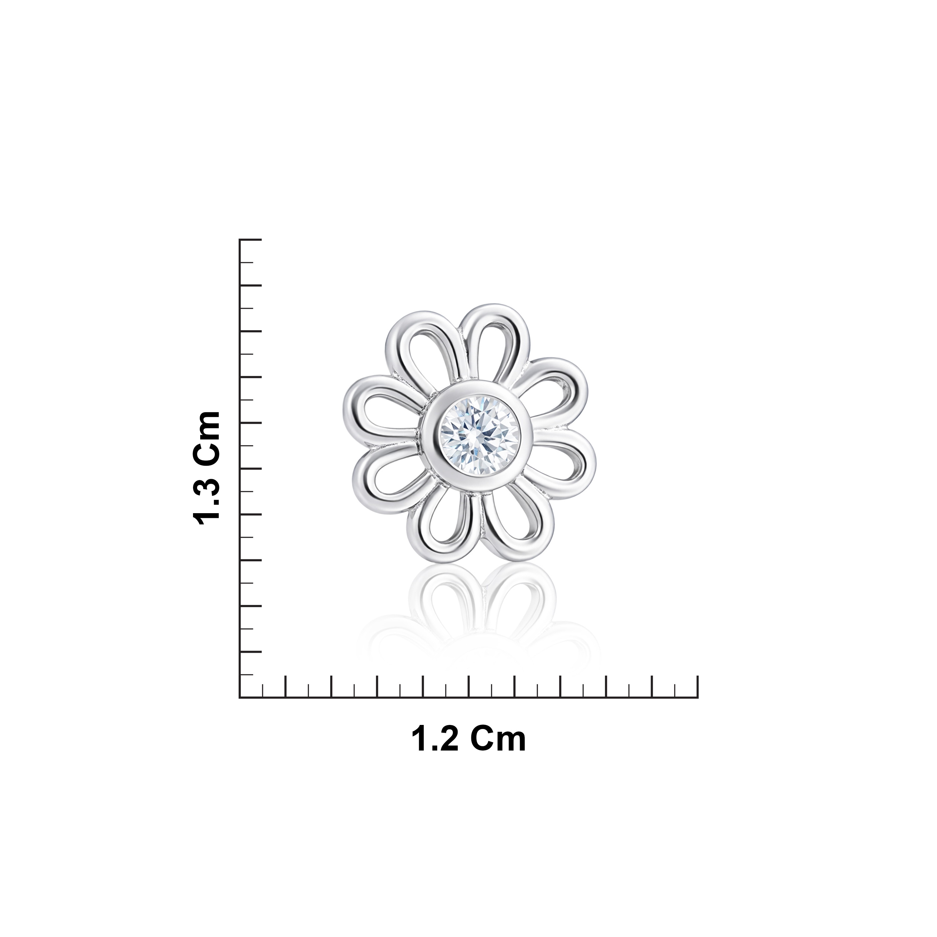 silver Daisy Flower Stud Earrings 