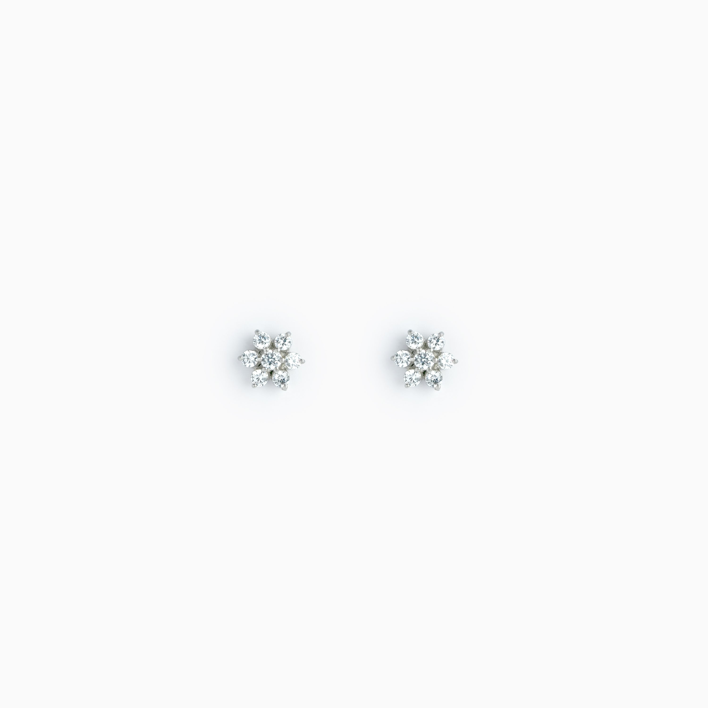 silver Floral Cluster Stud Earrings Ishna