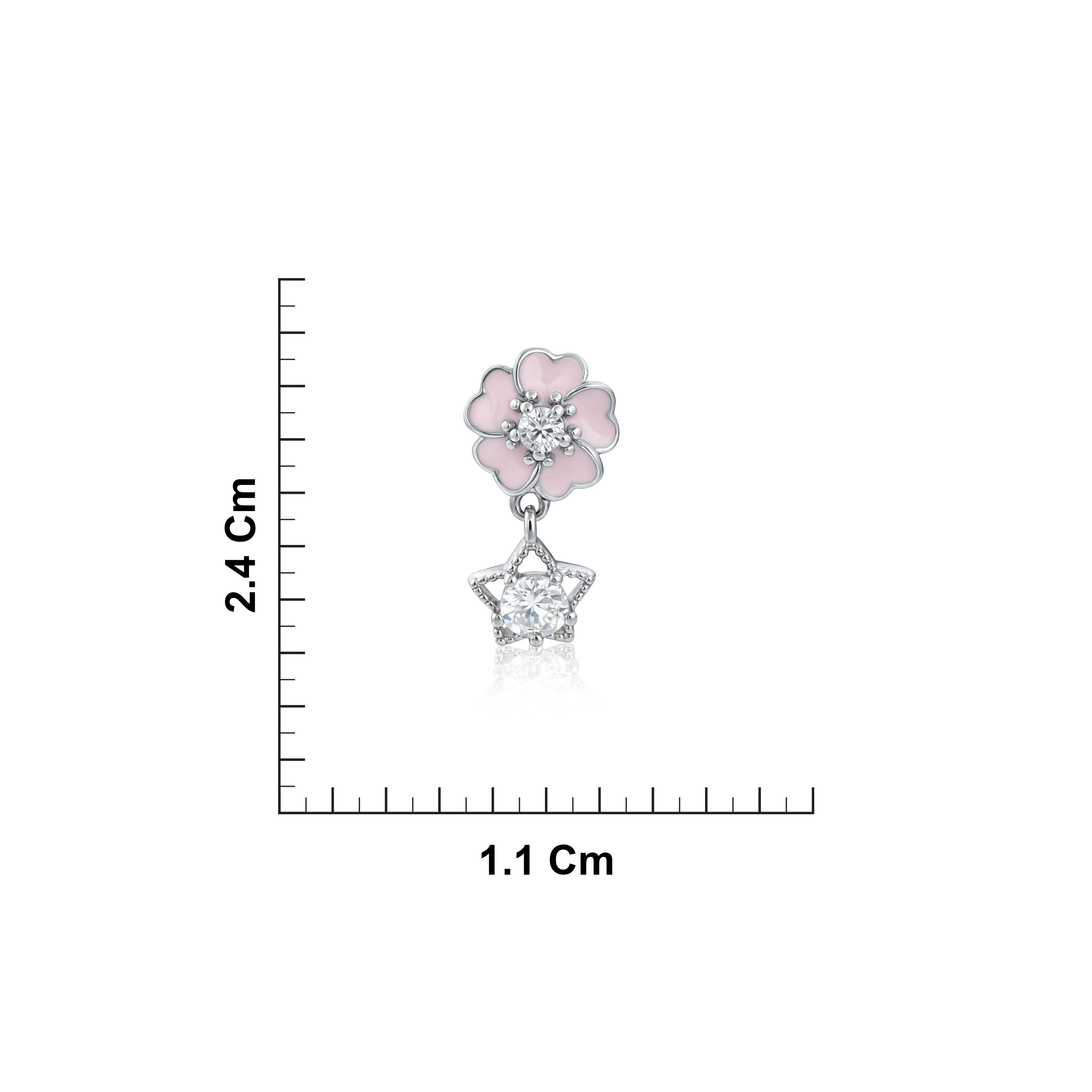 silver Flower Star Drop Earrings Ishna