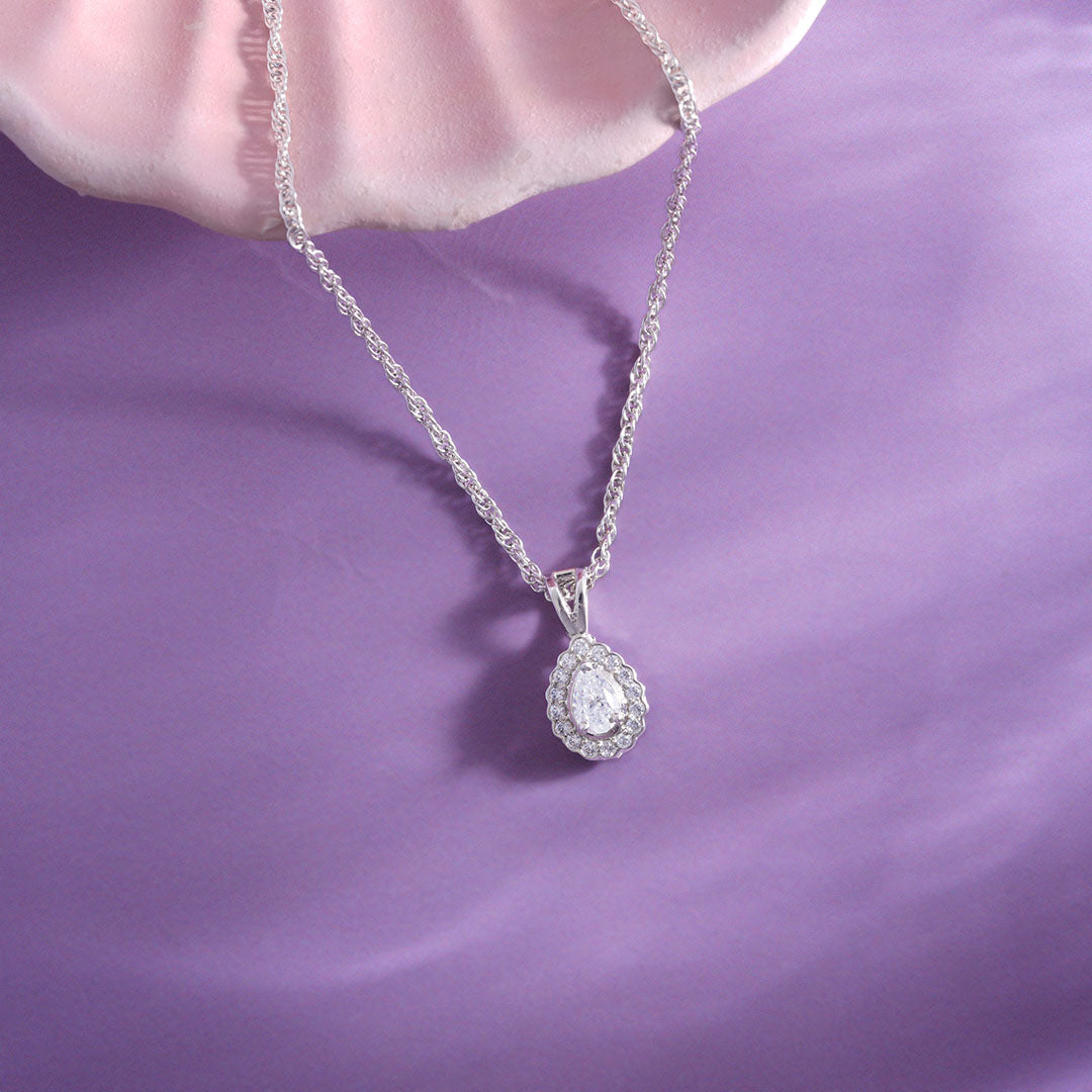 silver Pear CZ Chain Ishna