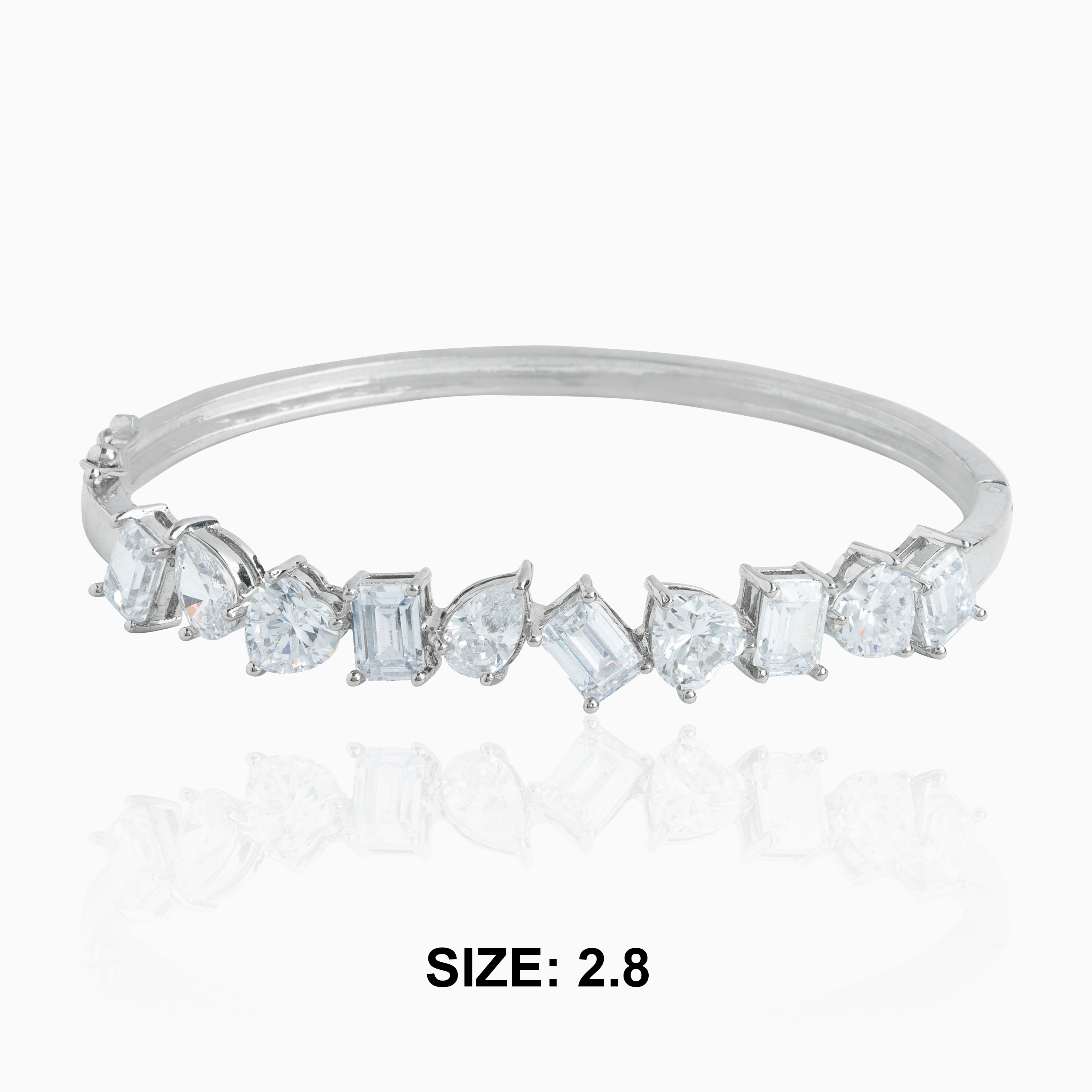silver bangle bracelet with diamond-look cubic zirconia