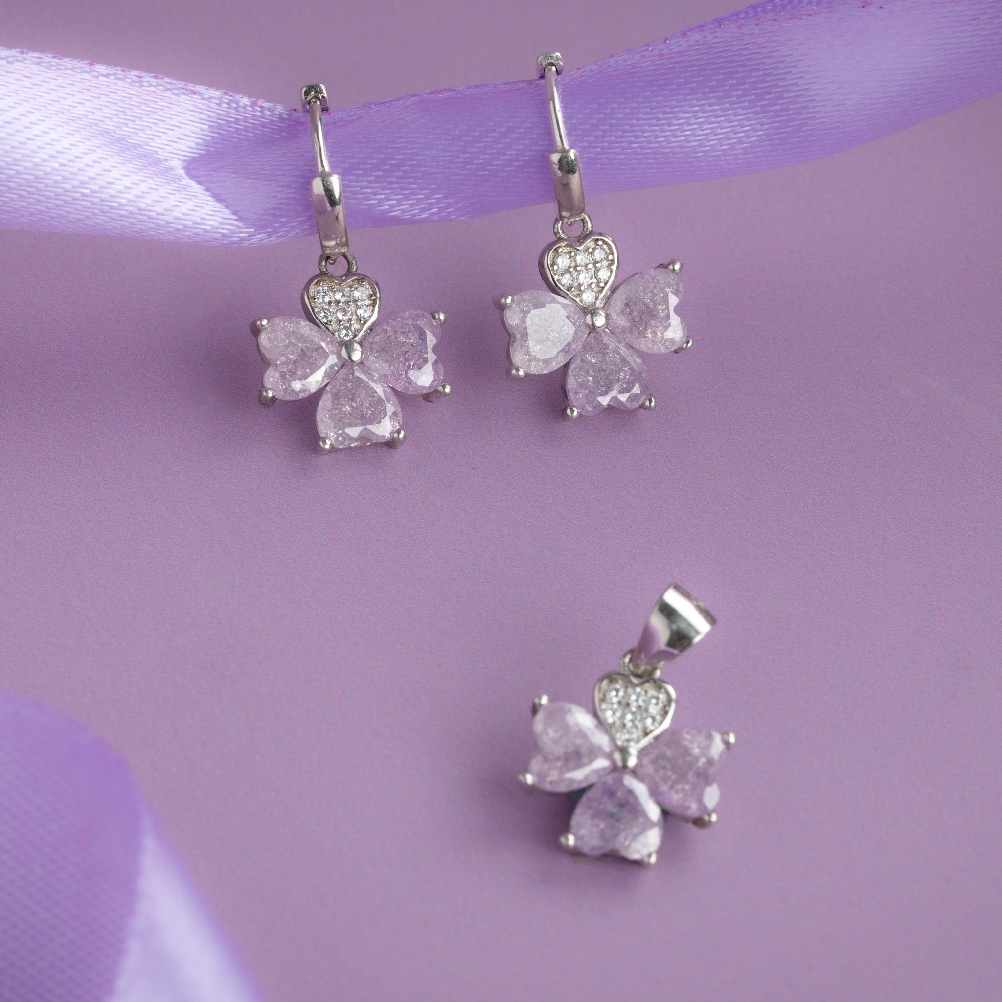 silver butterfly pendant set