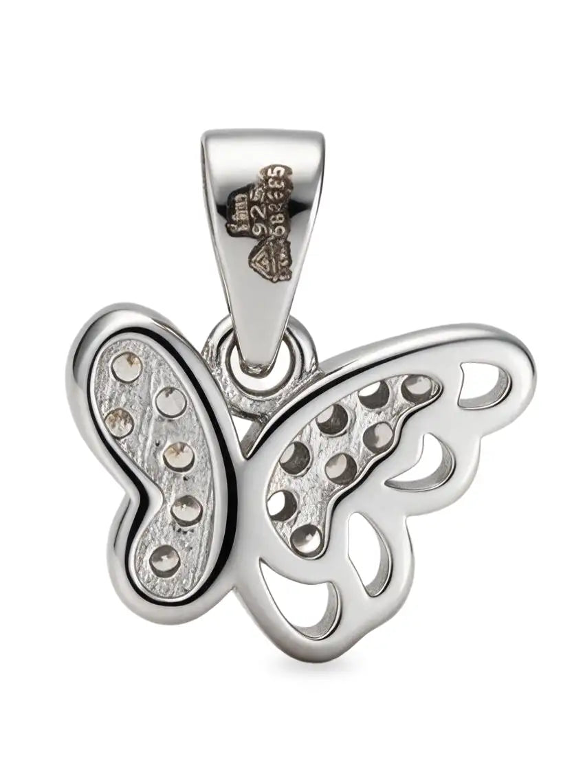 silver butterfly pendant with sparkling stones