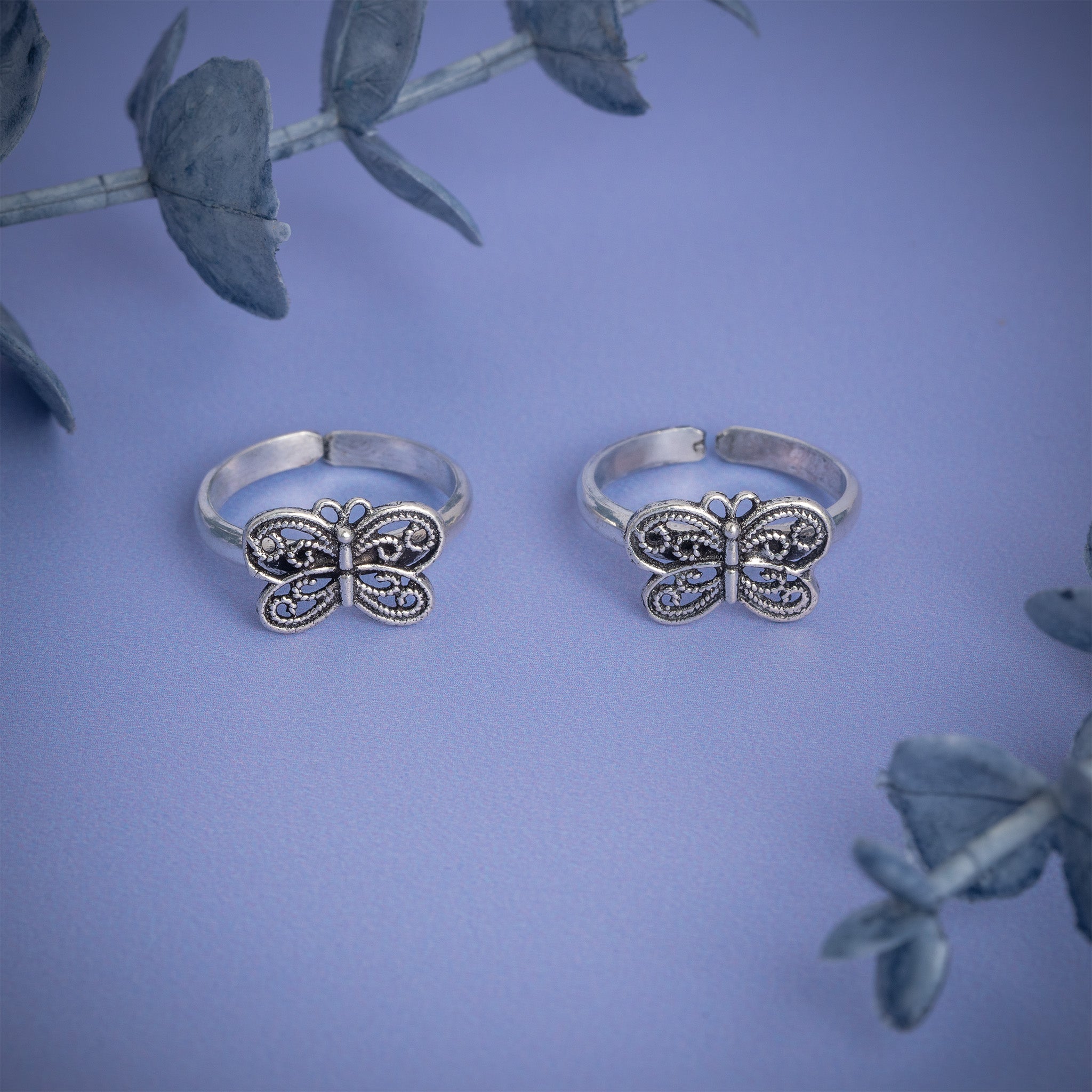 silver butterfly toe ring