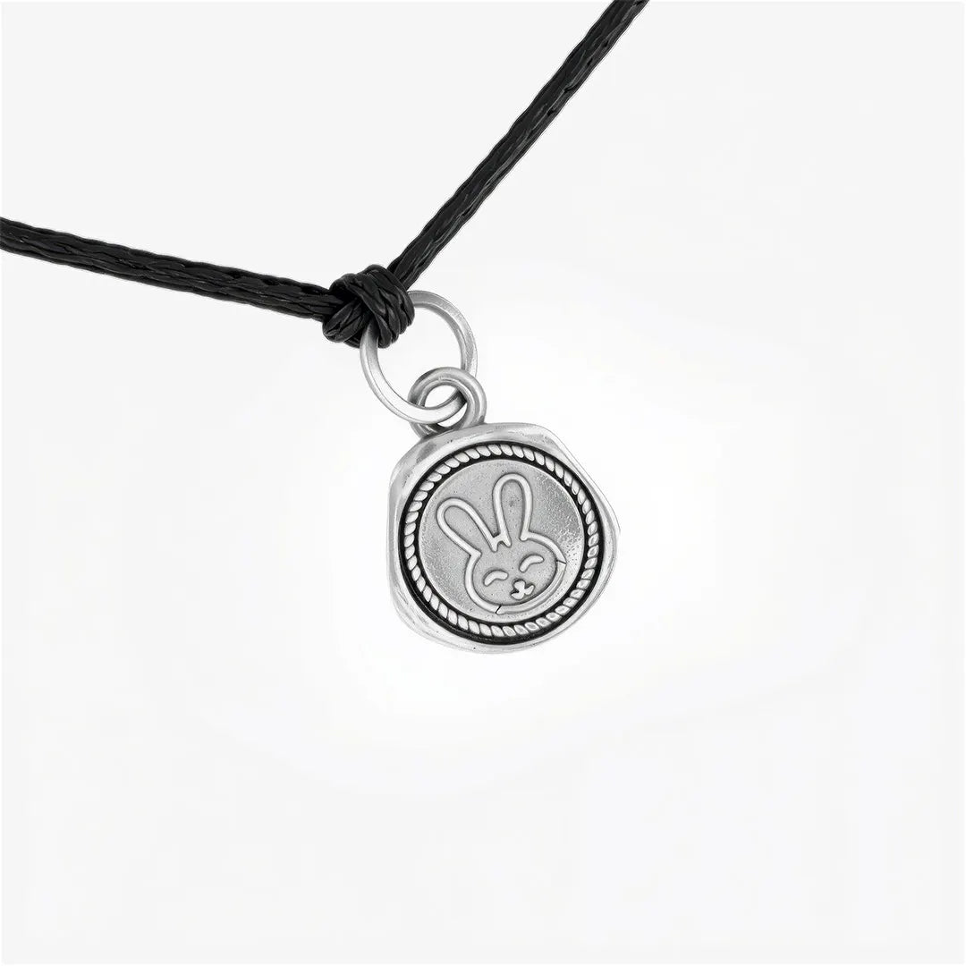 silver charm black thread bracelet