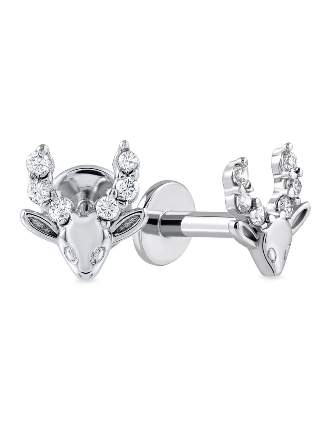 silver deer earrings for women