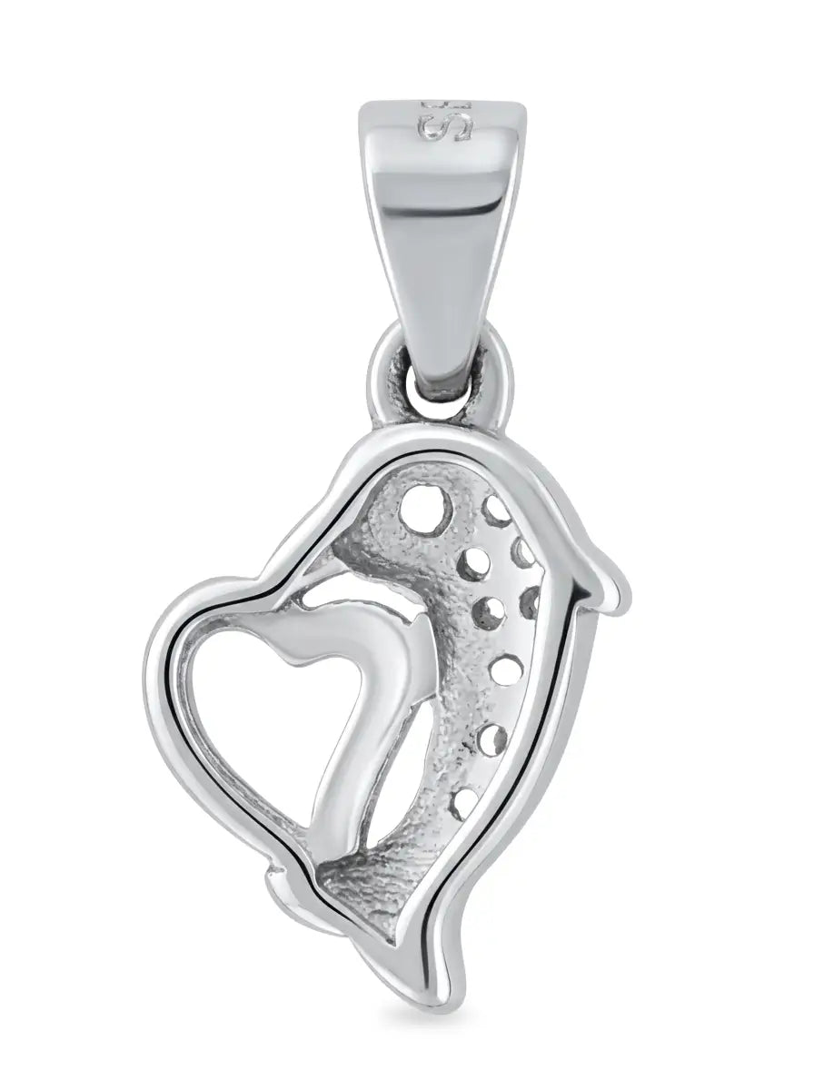 silver dolphin heart pendant