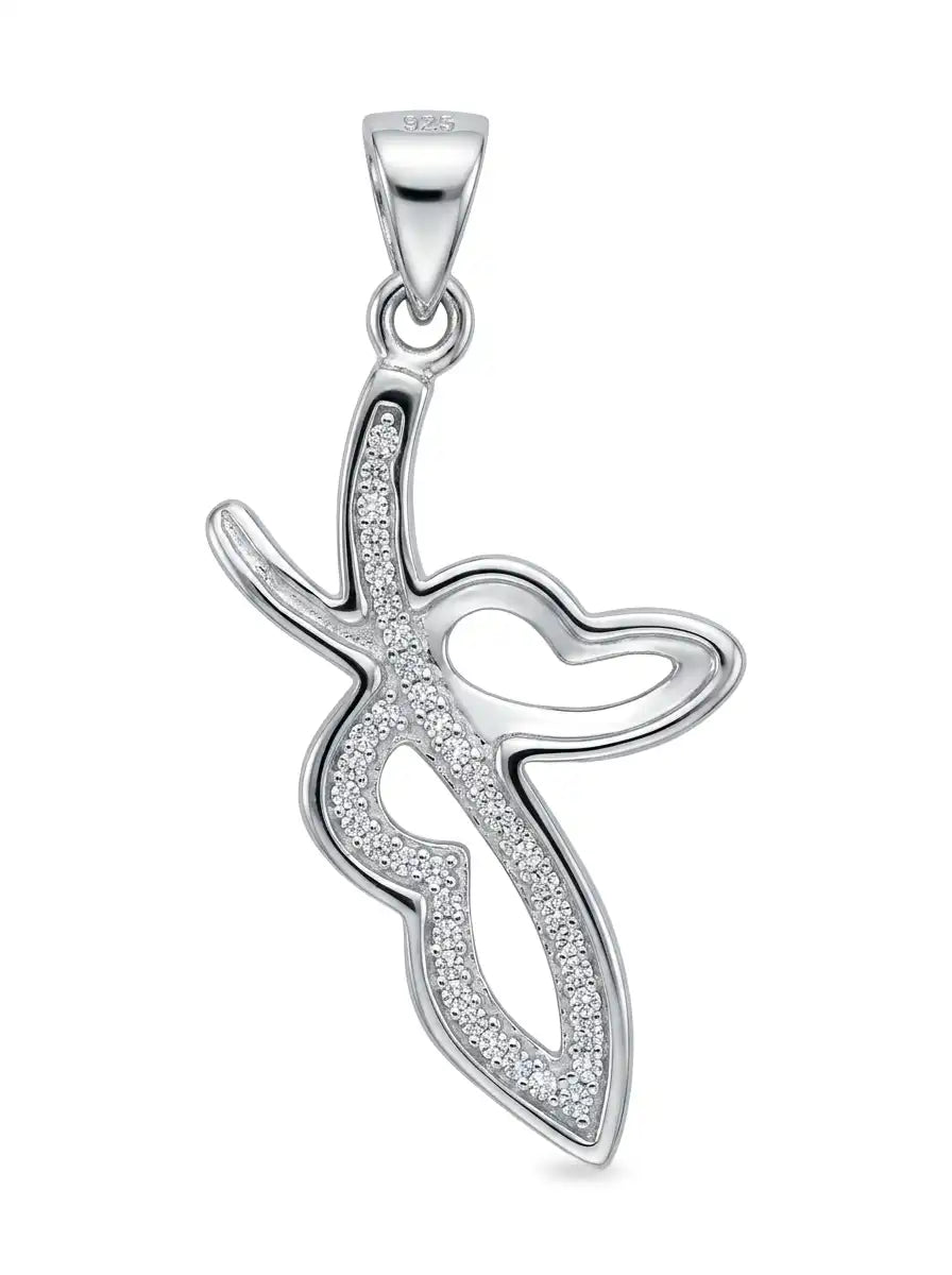 silver floral leaf pendant for women