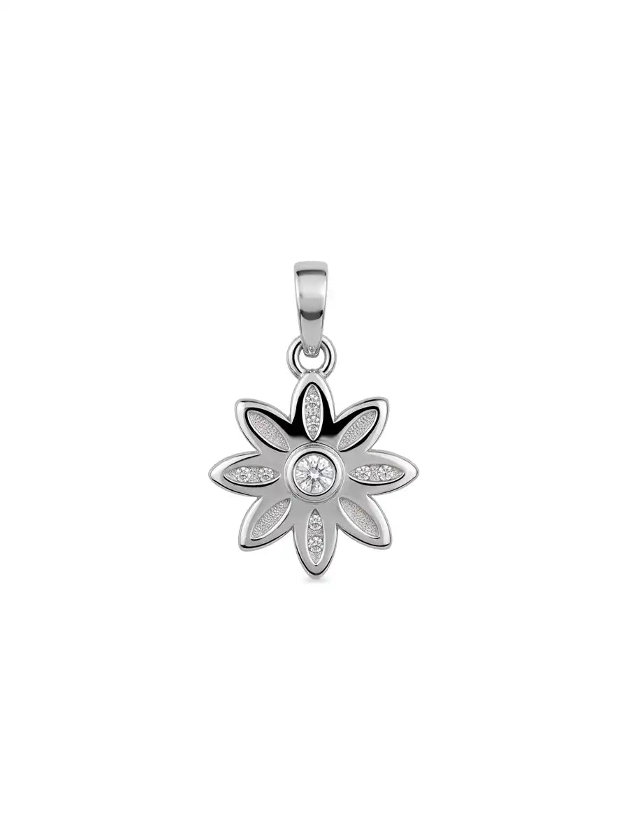silver floral pendant for women