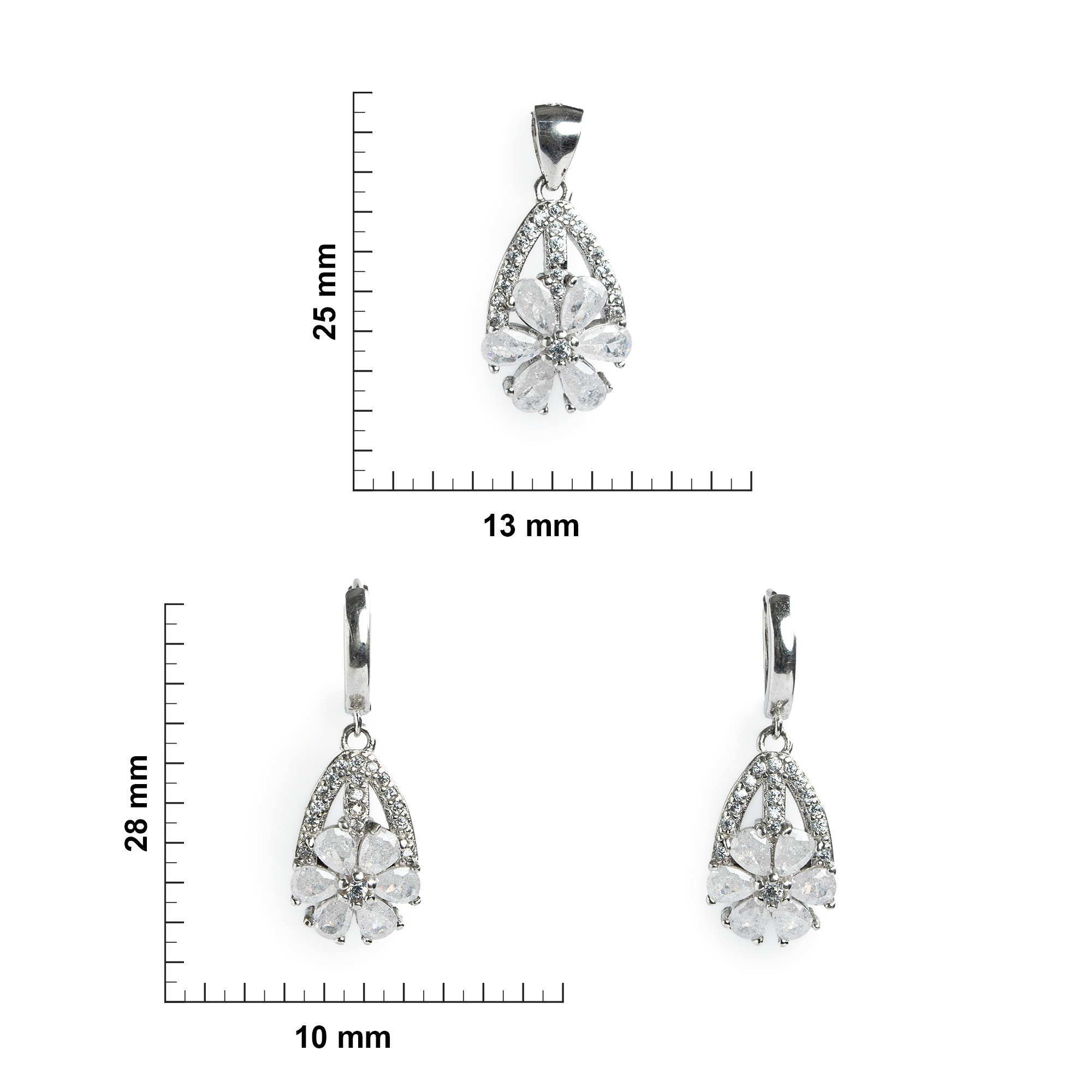 silver flower earrings blue shell