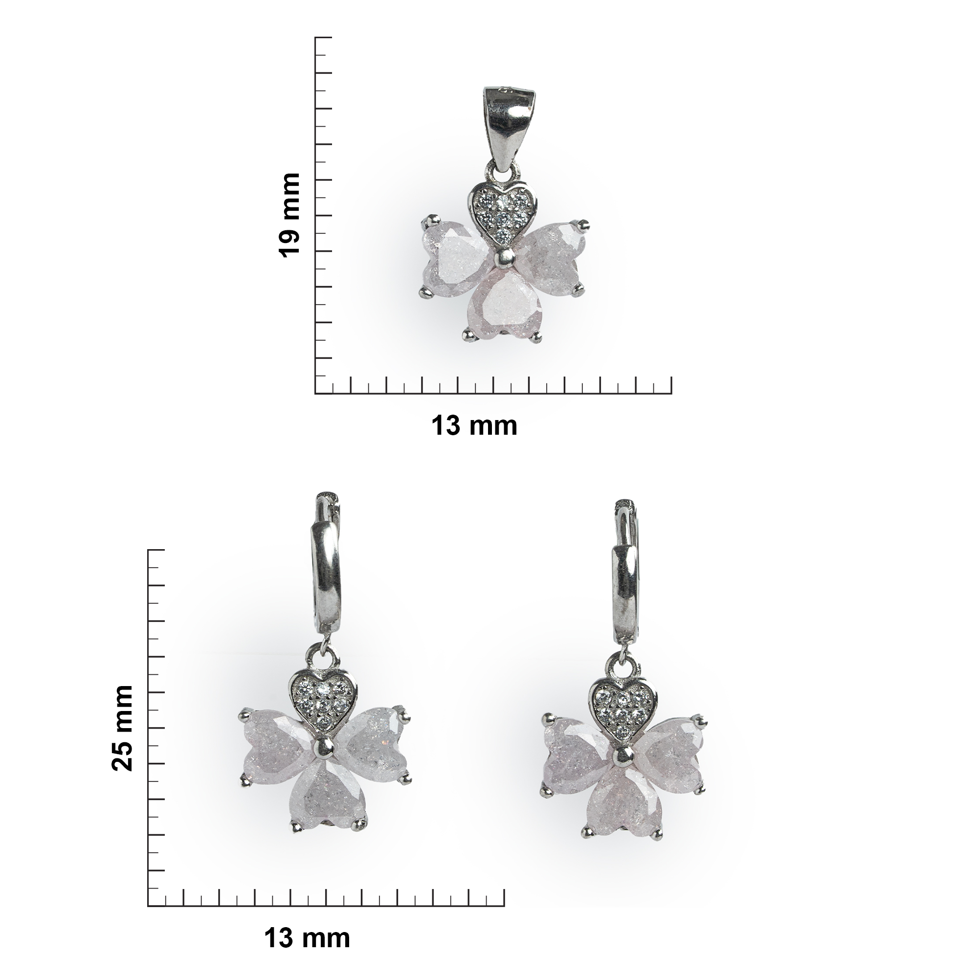 silver flower earrings pendant