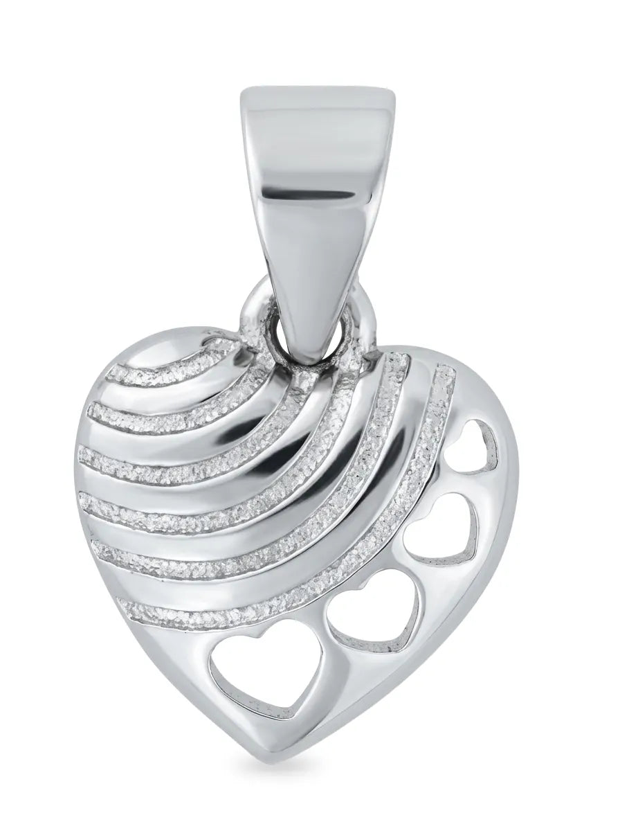 silver heart pendant with sparkling accents