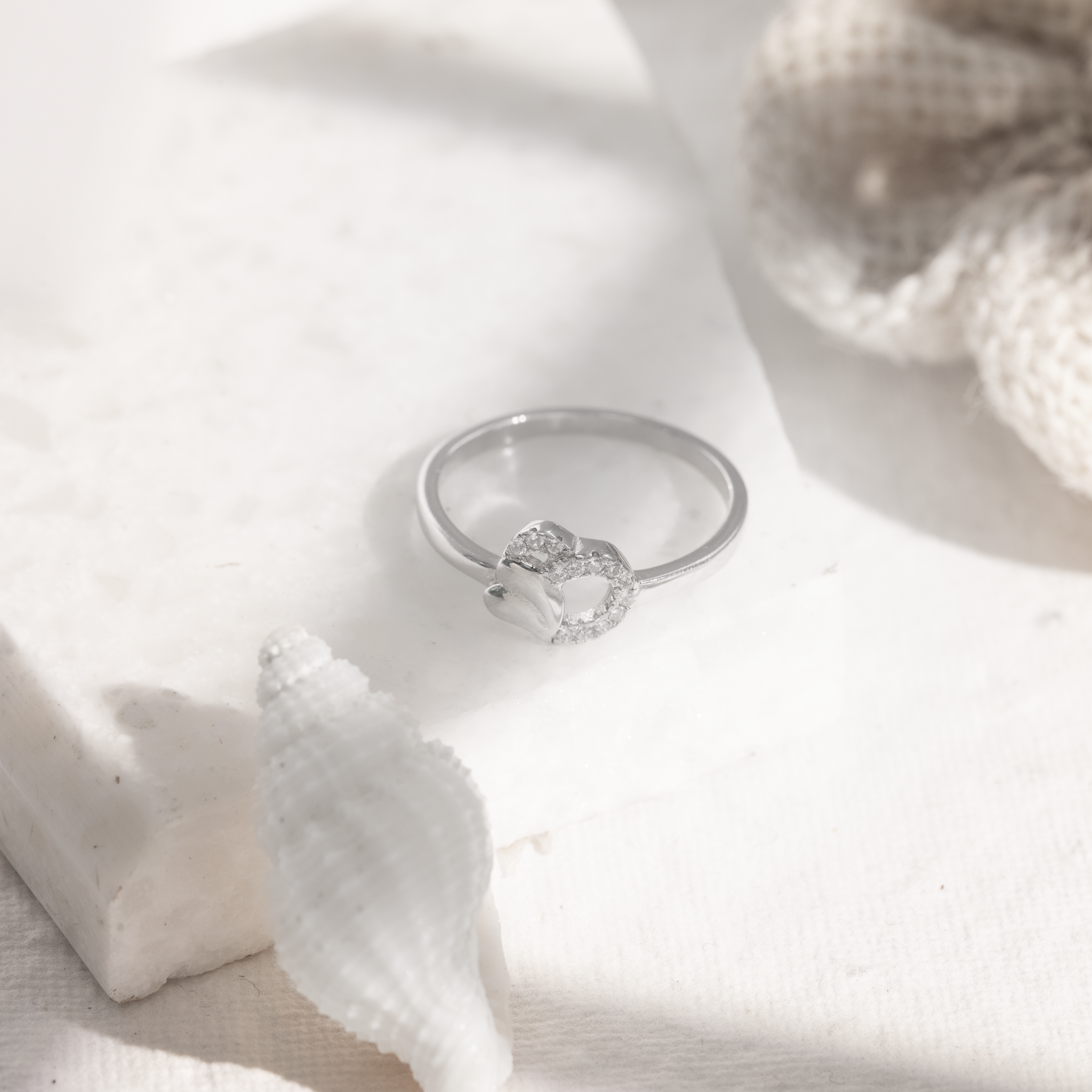 silver heart ring for women