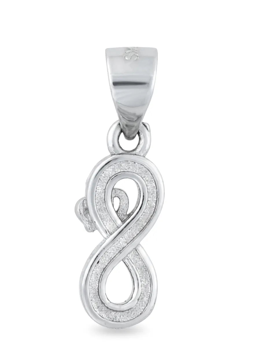 silver infinity pendant with sparkling accents