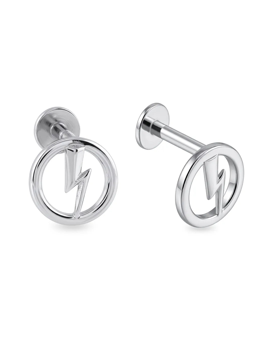 silver lightning stud earrings for women