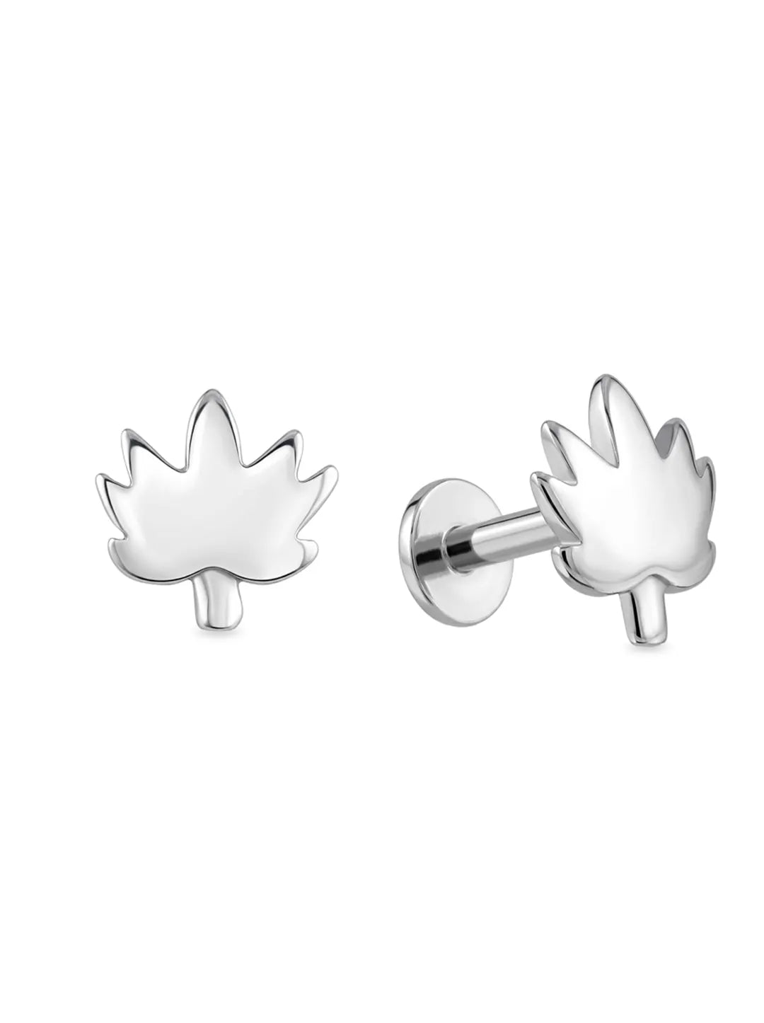 silver maple leaf earrings for women