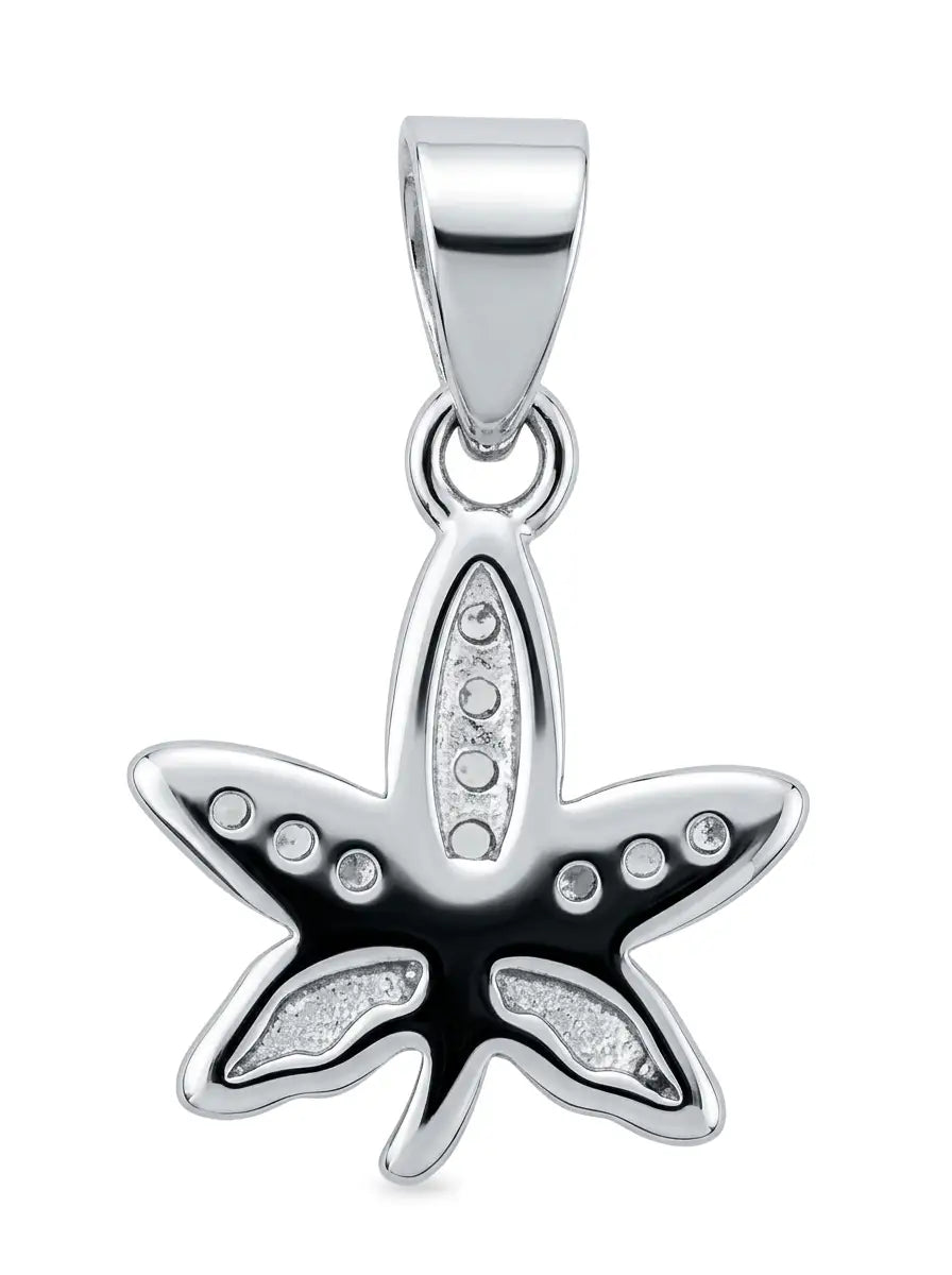 silver maple leaf pendant with sparkling accents