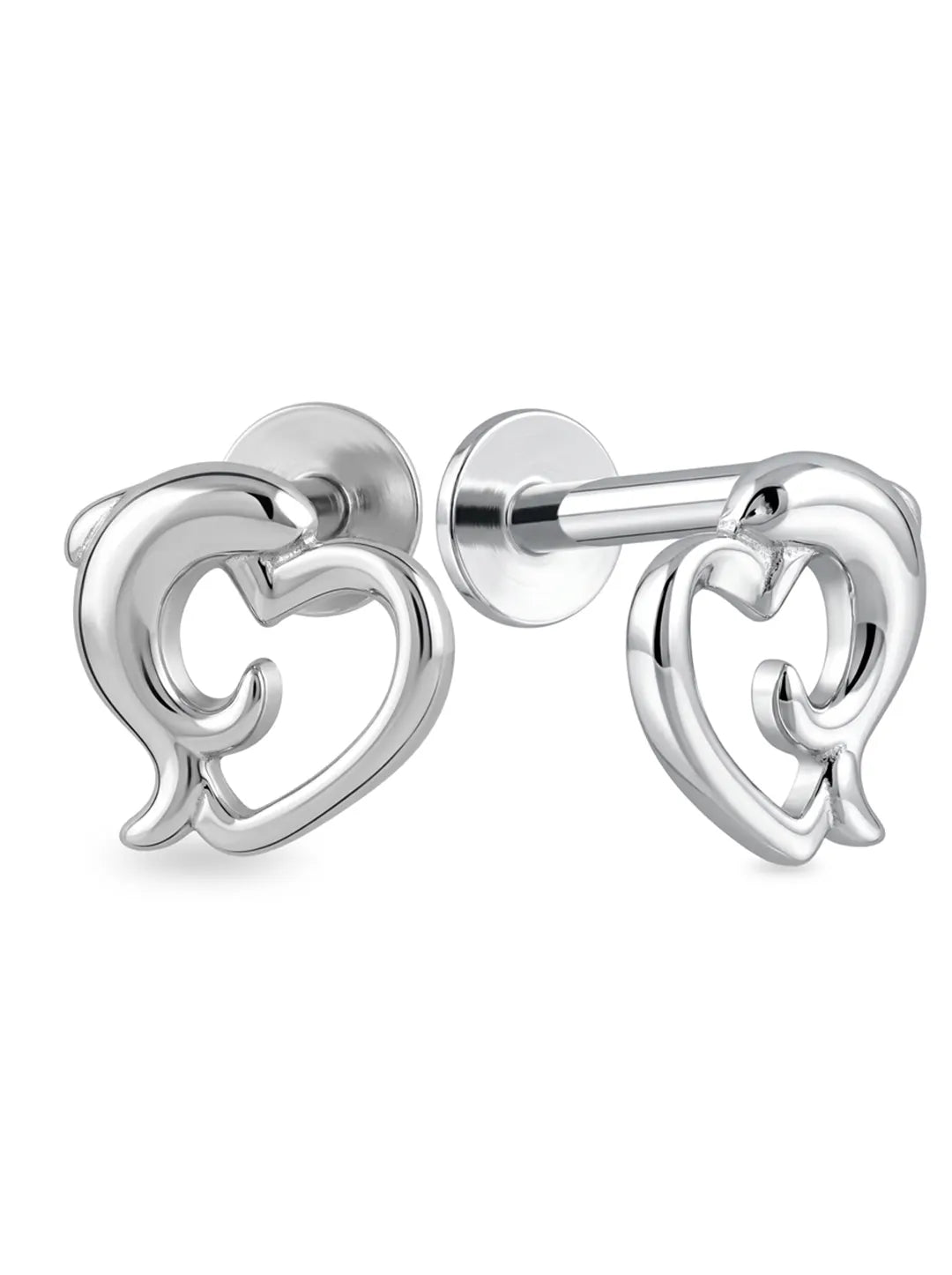silver open heart earrings for women