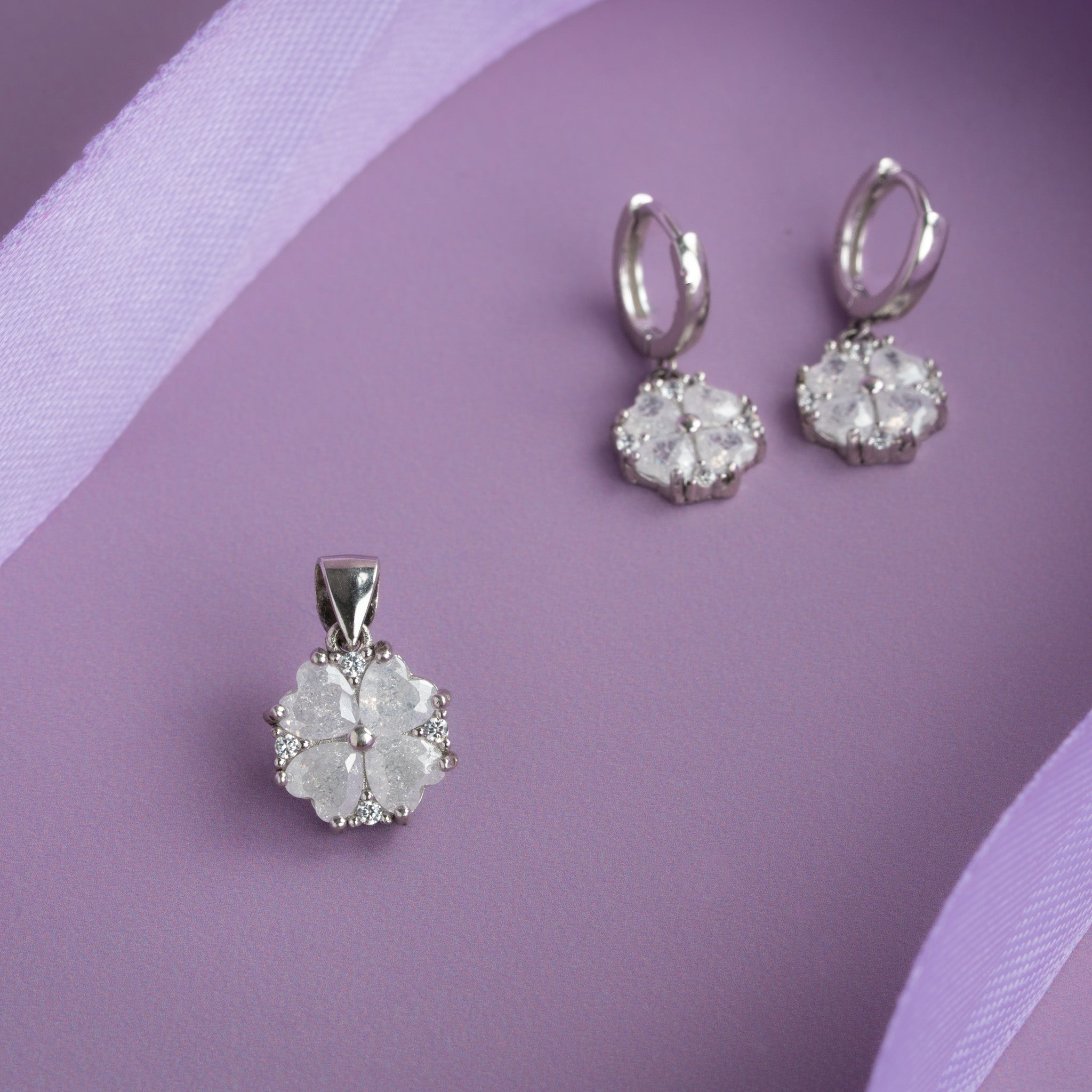 silver pendant and earrings set
