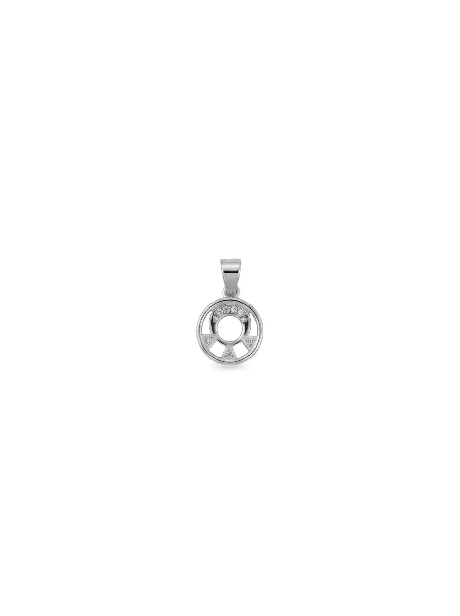 silver pendant with white stones