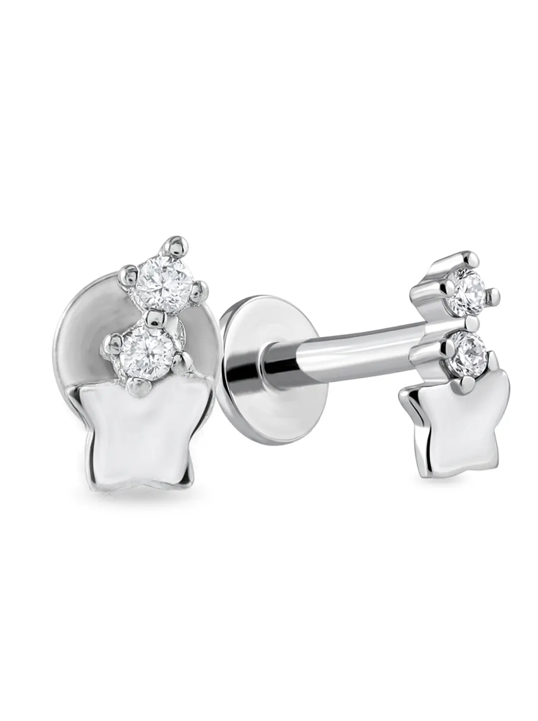 silver swan stud earrings for women