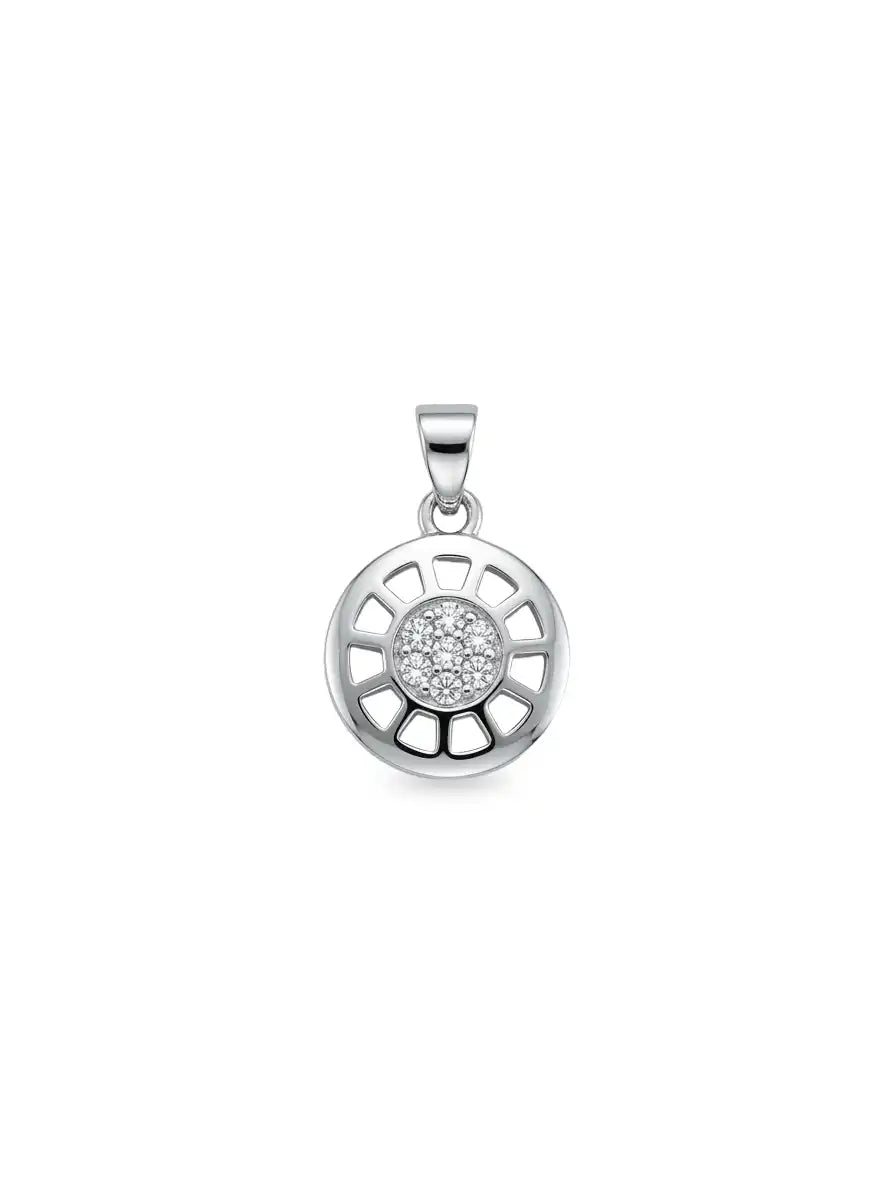 silver wheel design pendant