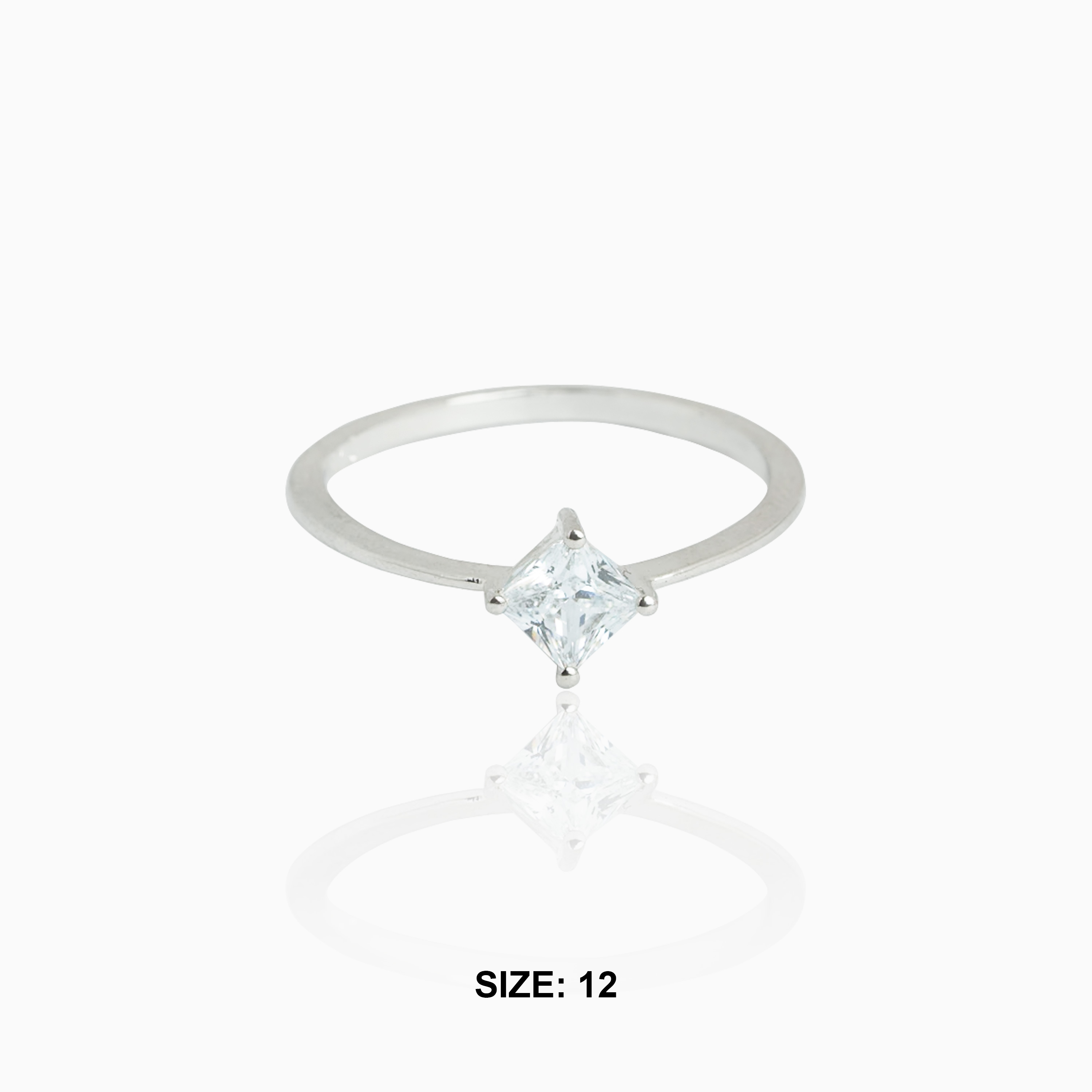 square shape silver ring 