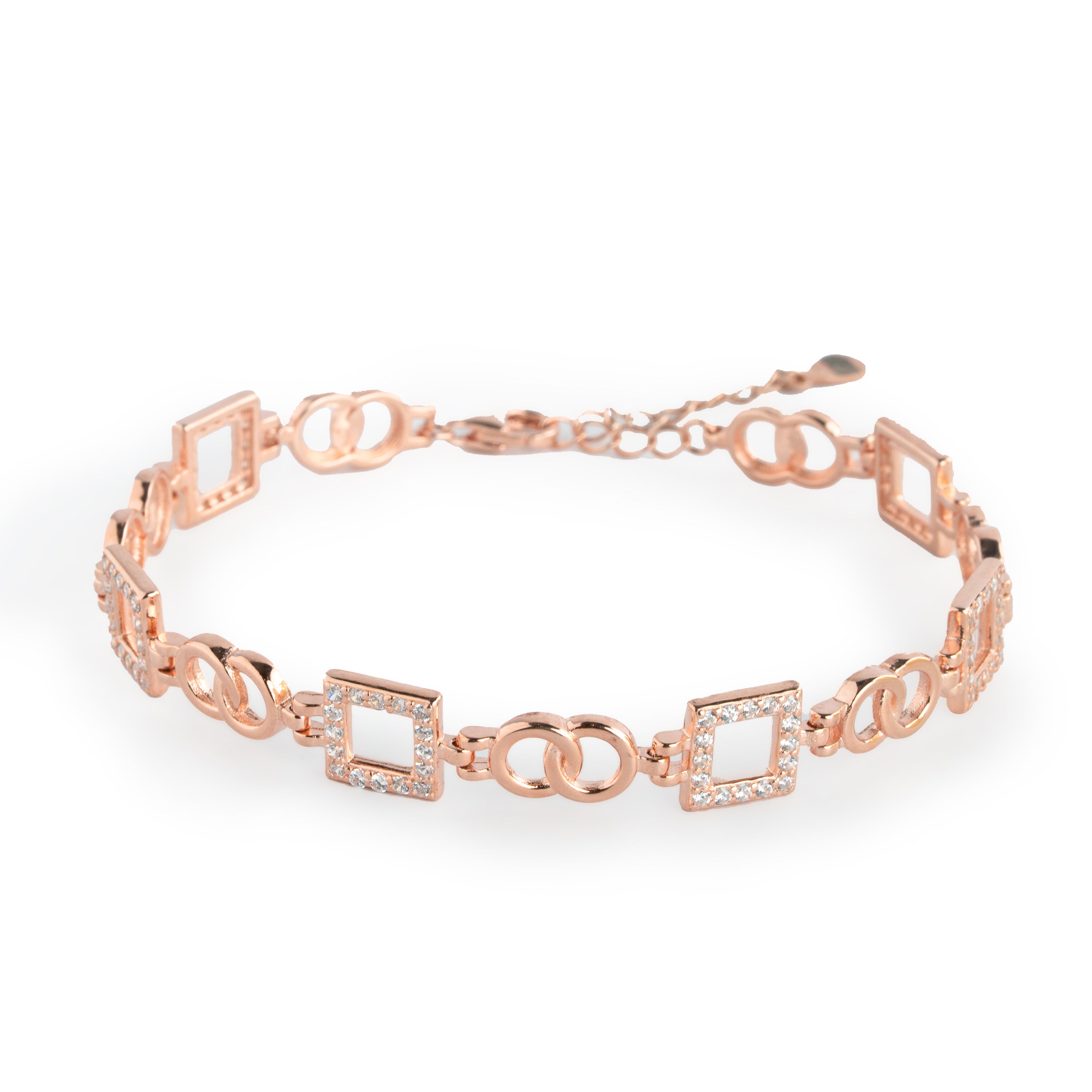 square shaped rose gold plated bracelet Ishna