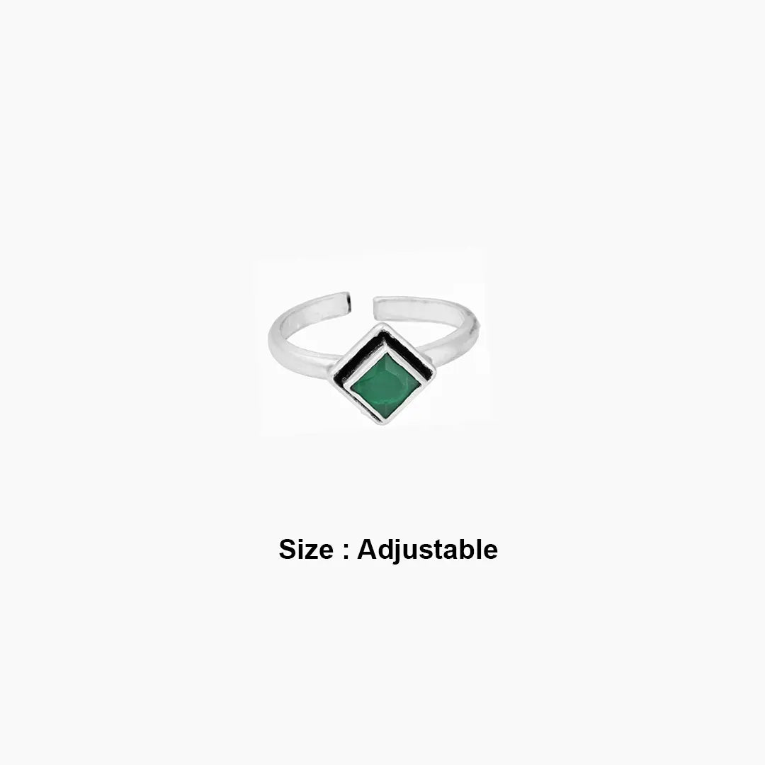 sterling Silver Emerald Square Toe Ring Ishna
