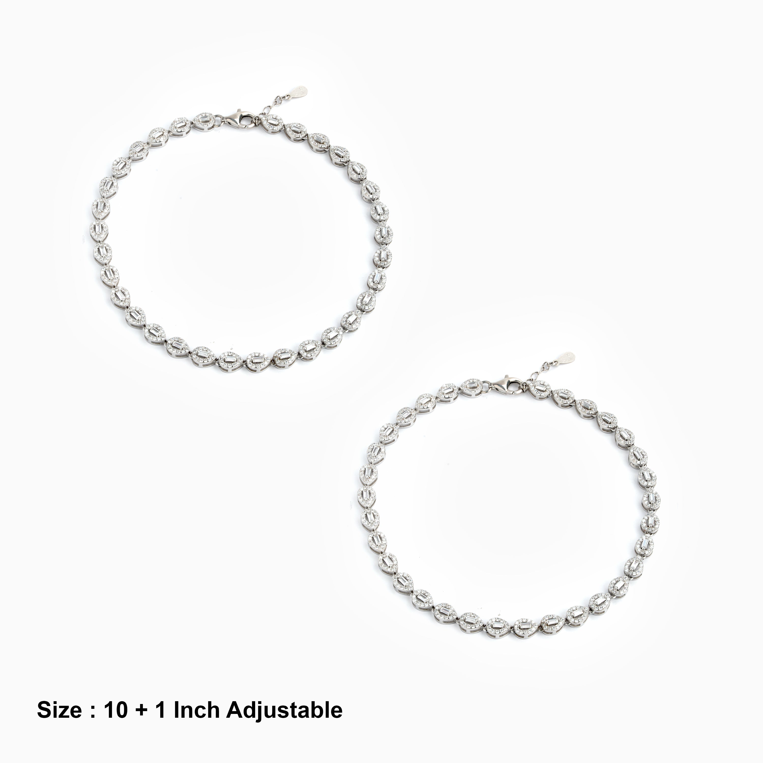 sterling Silver anklet oval crystal-links