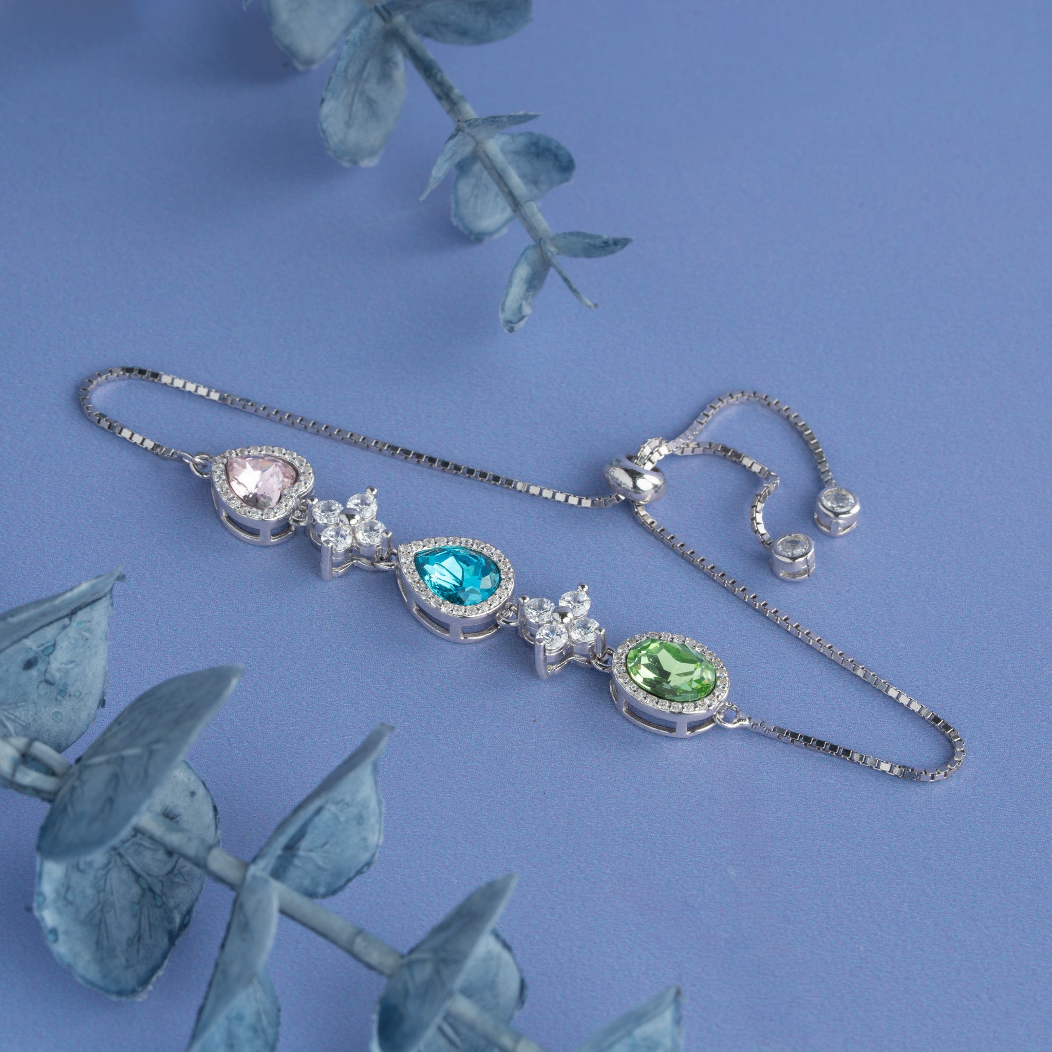 sterling silver adjustable bracelet with oval stones