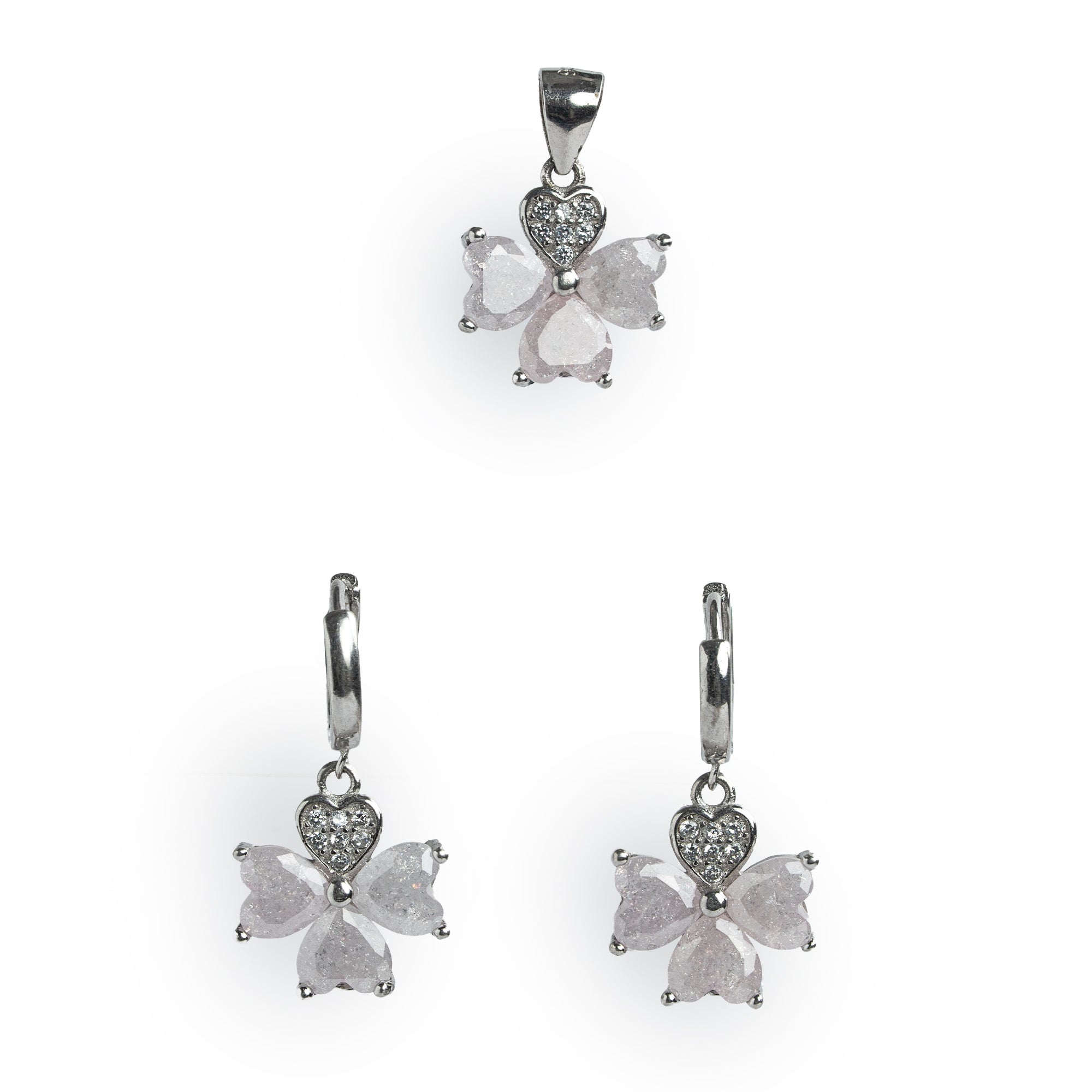 stone floral silver jewellery