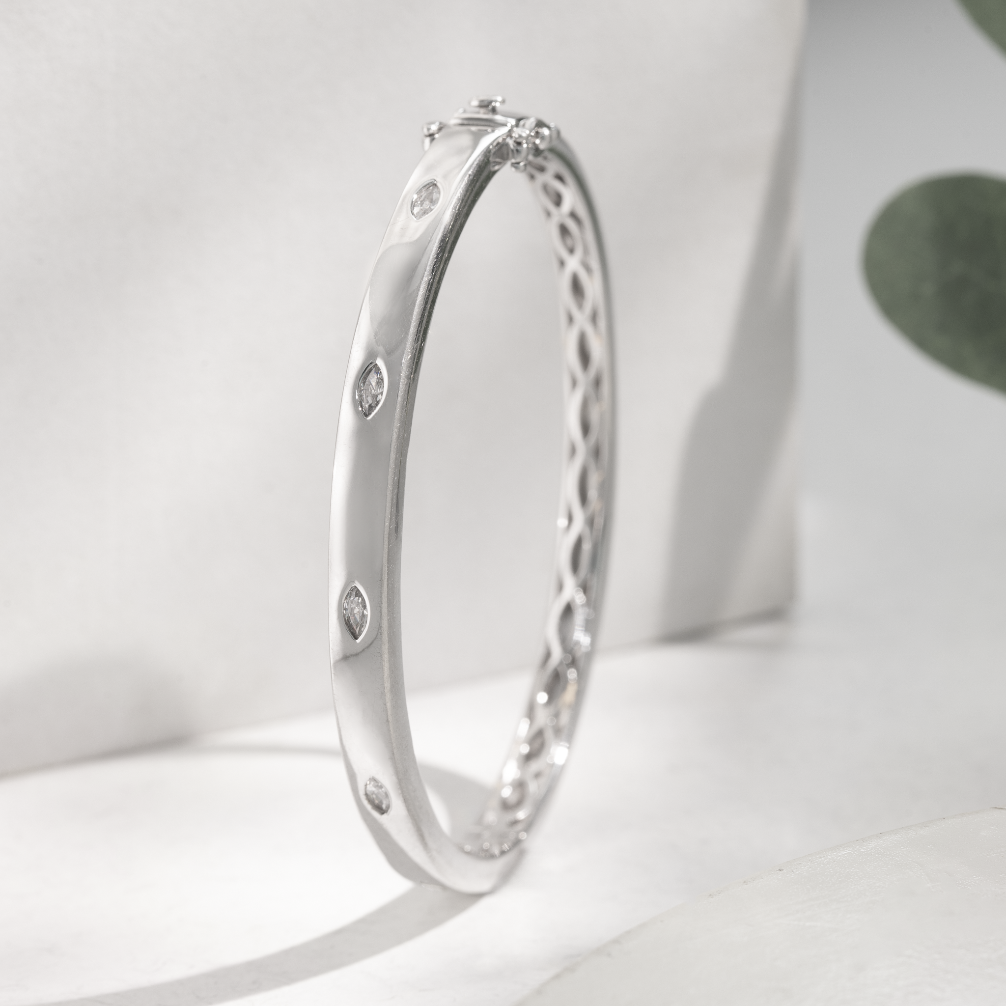 stone studded silver kada