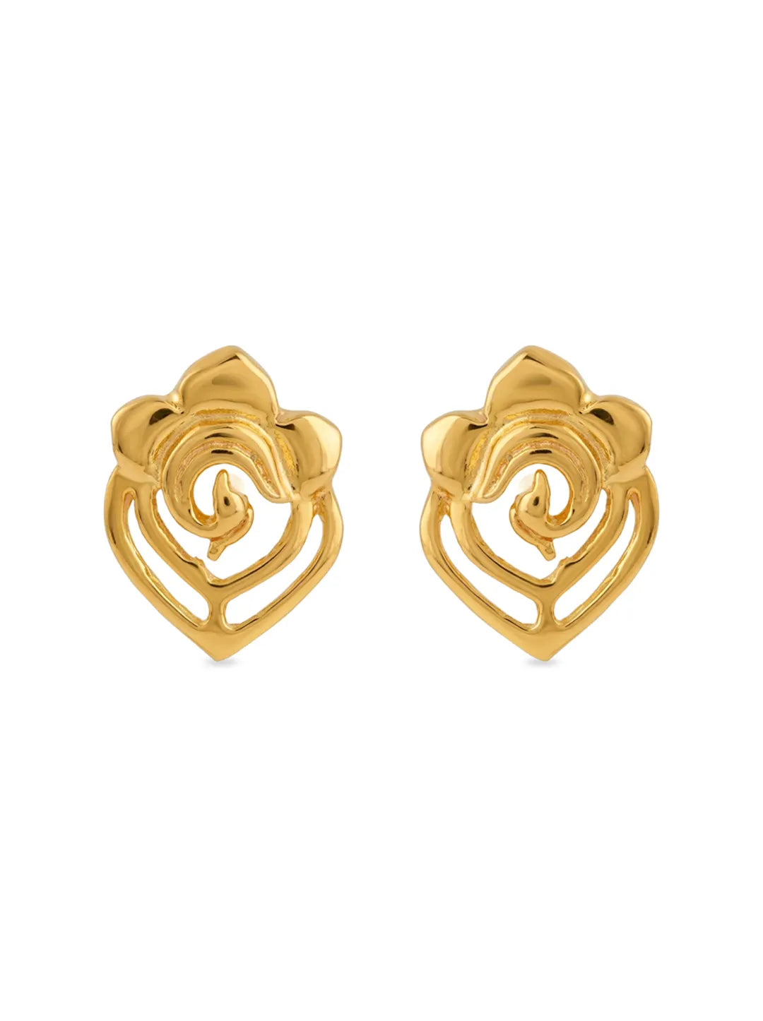 swirl floral gold plated silver earrings