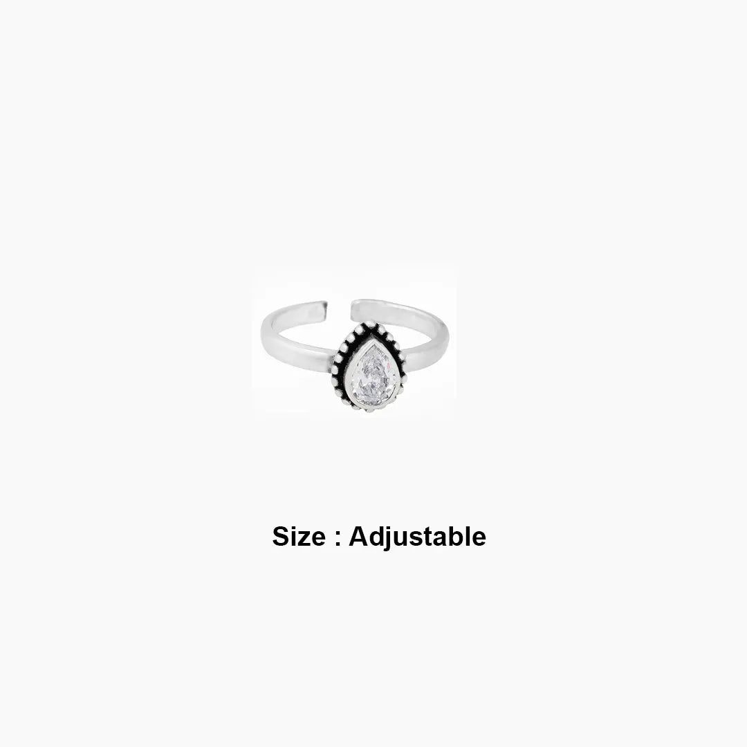 teardrop white stone 925 Silver  toe ring