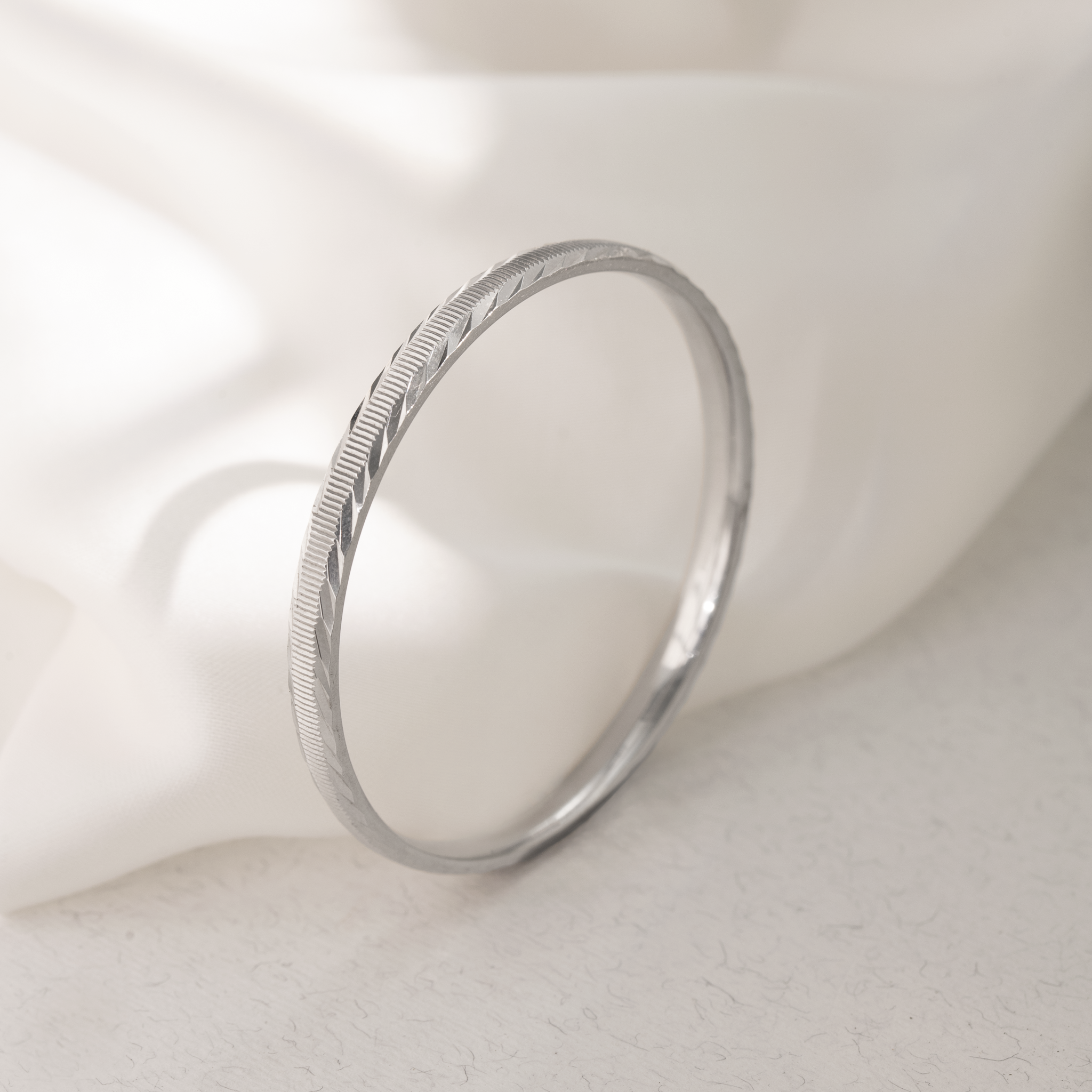 textured sterling silver kada