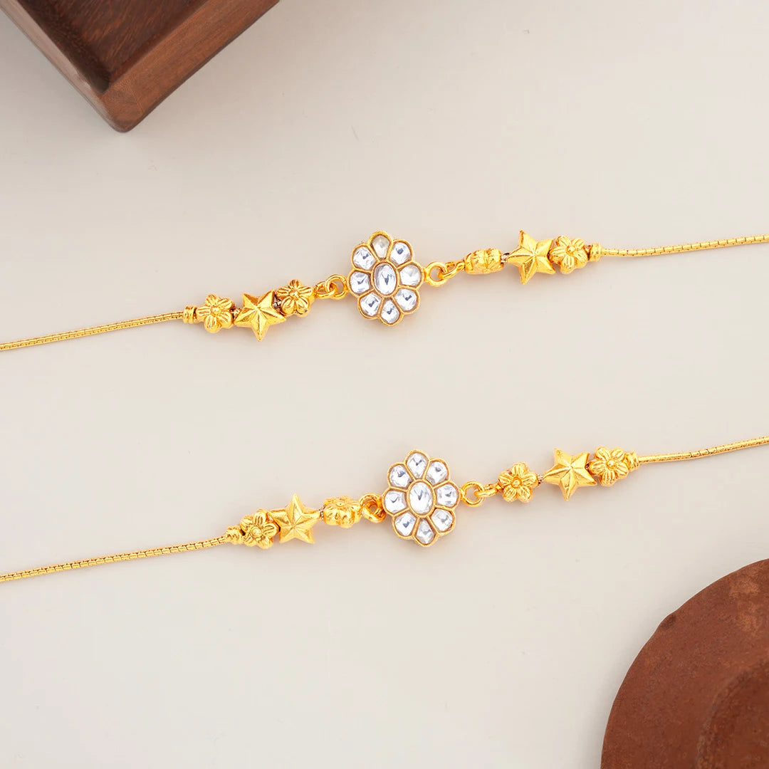 white stone gold anklet for women